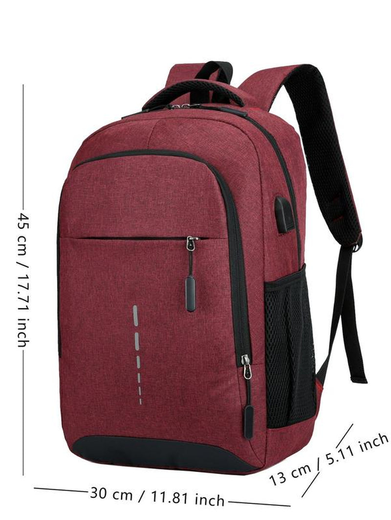 Men'S Summer Business Simple Plain Texture Zipper Backpack for College, Casual Lightweight Large Capacity Travel Backpack for Men & Women, with Usb Port, Nylon Waterproof Laptop Bag