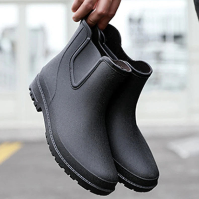 Short Men'S Rain Boots Waterproof Mens Rubber Shoes Comfortable Mens Fishing Boots Work Male Safety Shoes New Botas Para Hombre