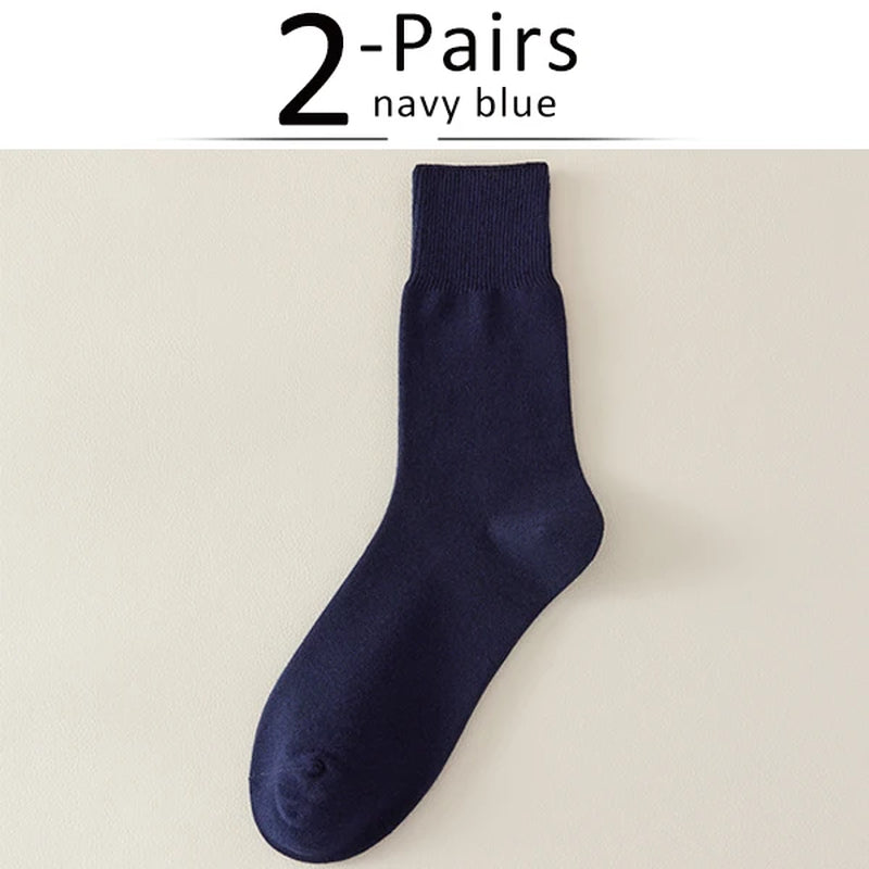 2 Pairs Large Size Men Socks plus Long Cotton Loose Mouth Good Elastic Business Solid Party Dress Diabetic Socks Fathers EU43-48