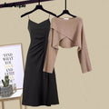 2023 Autumn/Winter New Dress Matching Set Women'S Chic Irregular Knit Sweater Sling Skirt Two Piece Korean Elegant Pullover Suit