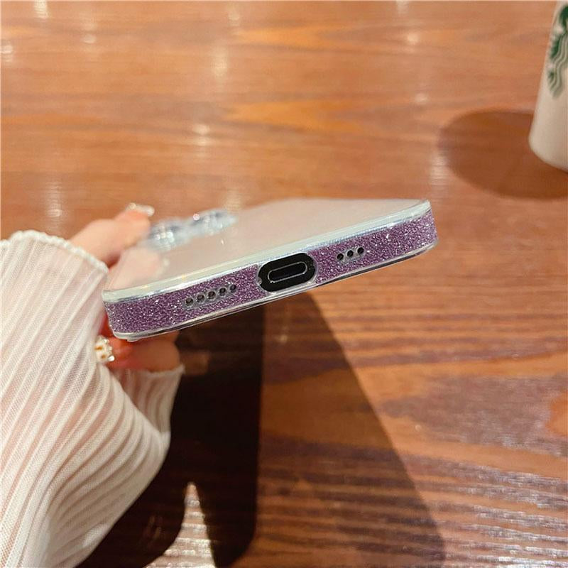 Glitter Frame Glass High-End Transparent Mobile Phone Case, for Iphone 11 12 13 14 15 16 Pro Max plus Simple Mobile Cellphone Smartphone Protective Accessories Protection Transparent Wireless Protector Handheld Devices Casing Posh Pocket