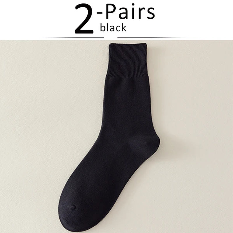 2 Pairs Large Size Men Socks plus Long Cotton Loose Mouth Good Elastic Business Solid Party Dress Diabetic Socks Fathers EU43-48