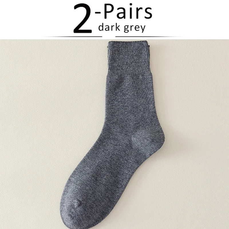 2 Pairs Large Size Men Socks plus Long Cotton Loose Mouth Good Elastic Business Solid Party Dress Diabetic Socks Fathers EU43-48