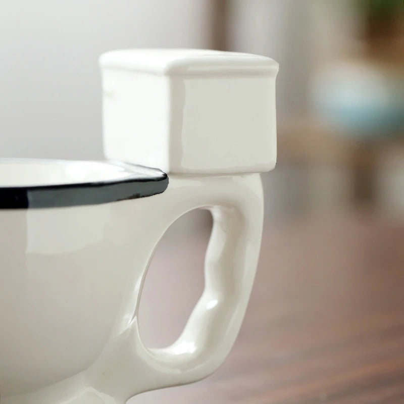 300Ml Novelty Toilet Shape Mug Cup Coffee Ceramic Mug with Handle Water Cup Coffee Tea Milk Ice Cream Cup Funny for Gifts