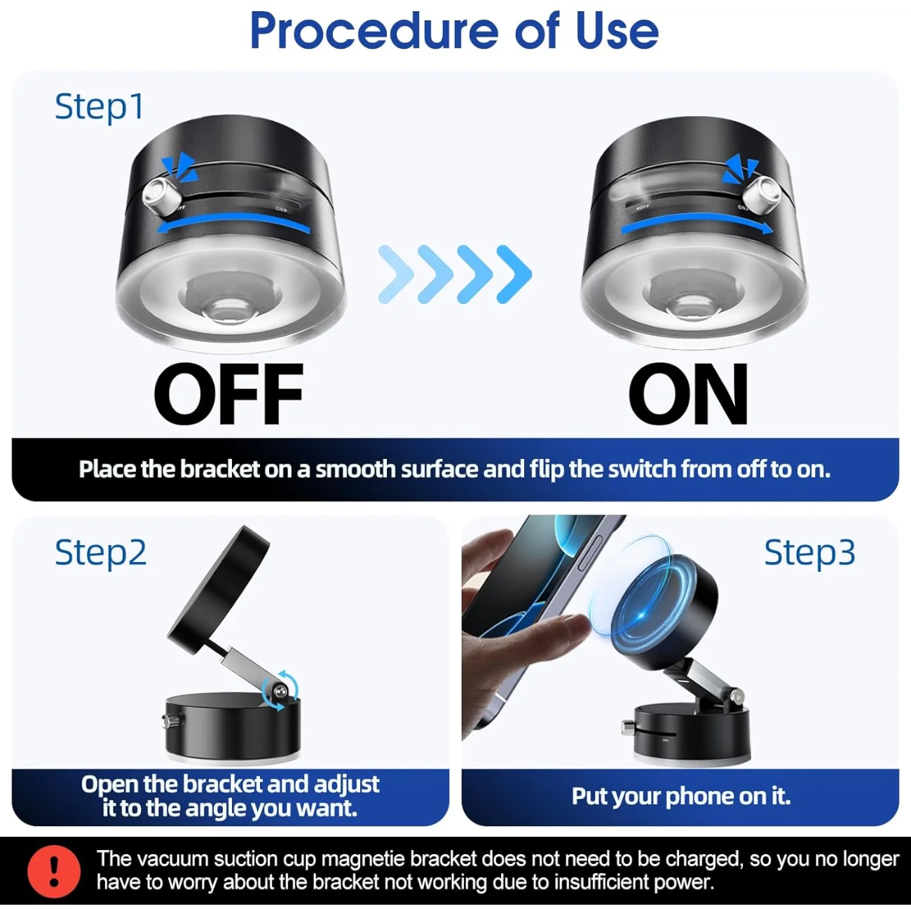 Vacuum Suction Magnetic Phone Holder - Advanced Foldable & Retractable Mount for Secure Windshield Installation