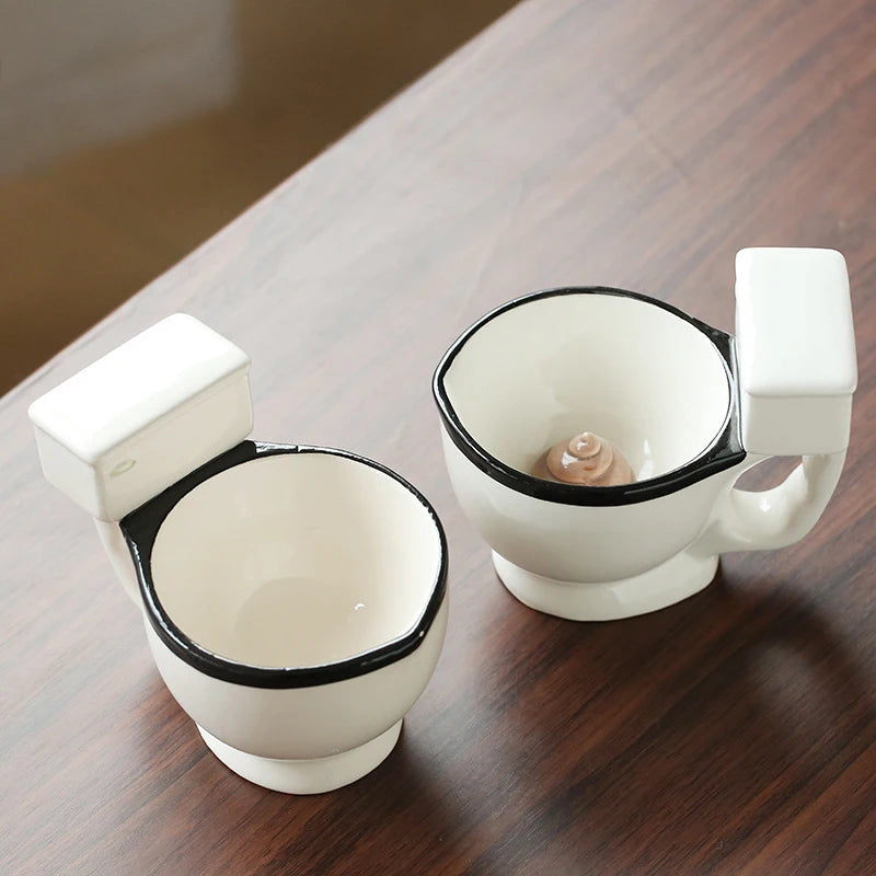 300Ml Novelty Toilet Shape Mug Cup Coffee Ceramic Mug with Handle Water Cup Coffee Tea Milk Ice Cream Cup Funny for Gifts