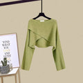 2023 Autumn/Winter New Dress Matching Set Women'S Chic Irregular Knit Sweater Sling Skirt Two Piece Korean Elegant Pullover Suit