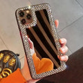 Rhinestone Decor Mirror Phone Case, Mirrored Rhinestone Fully Edged Mobile Phone Case, Shockproof Cases Cover Phone Cases for Iphone 7 8 11 12 13 14 15 Pro Max