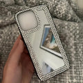 Rhinestone Decor Mirror Phone Case, Mirrored Rhinestone Fully Edged Mobile Phone Case, Shockproof Cases Cover Phone Cases for Iphone 7 8 11 12 13 14 15 Pro Max